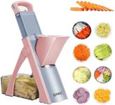 Safe Mandoline Food Slicer for Kitchen, Multifunctional Potato Slicer Vegetable Chopper with 35+ Presets & Thickness Adjuster, French Fry Cutter Vegetables Slicer for Meal Prep Pink