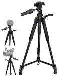 Ultimaxx 75" Lightweight Portable Aluminum Alloy Camera Tripod Stand with Tilting 3-Way Pan Head for DSLR Canon Nikon Sony Olympus with Carrying Case (Black)