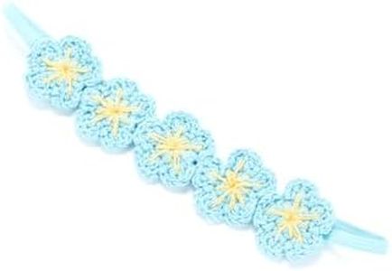 Peppercorn Kids Girls Flower Crown Headband (Age 3-8 Years) - Unique Design, Artisan Knit Hairband for Toddlers and Young Girls- Multi-Color/One Size - Turquoise Blue