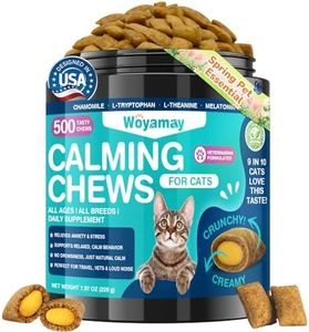 Woyamay Cat Calming Treats, 500 Crunchy & Creamy Calming Chews for Cats, Natural Calming Cat Treats to Manage Stress & Anxiety, Tasty Calm Chews Supplement, Chicken Flavor