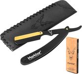 MARKHOR® Cut Throat Razor Kit, Matte Black with 24K Gold Plated Straight Razor, Professional Barber Premium Quality Edge Moustache & Beard Shaving Single Blade