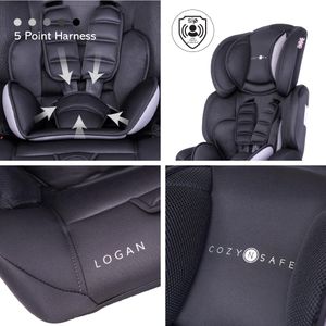 Cozy N Safe Logan Car Seat – Black/Grey, Child Safety Seat