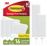 Command Picture Hanging Strips, Value Pack - 8 Pairs of Medium (16 Strips), 8 Pairs of Large (16 Strips) - For Pictures, Frames, Mirrors, Wall décor - Damage Free Hanging