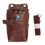 Hair Scissor Holster Pouch with Waist Shoulder Belt for Hairdressers Barber PU Leather Shears Hairdressing Tool Case Bag Holder Brown