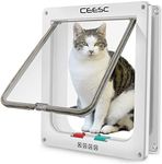 CEESC Extra Large Cat Door (Outer Size 11" x 9.8"), 4 Way Locking Large Cat Door for Interior Exterior Doors, Weatherproof Pet Door for Cats & Doggie with Circumference < 24.8" (White)