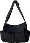 LassZone Canvas Shoulder Bags for Women - Large Capacity Multiple Pockets Crossbody Bag with Adjustable Shoulder Straps - Perfect for Travel, School, Shopping & Daily Use