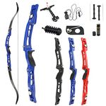 ZSHJGJR 66" ILF Limbs Recurve Bow Takedown Bow Set Target & Hunting Bow 20-40 lbs with Aluminium Bow Riser Right Hand for Archery (28lbs, Blue)