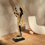 Xtore Lavish Golden Black Resin Couple Statue with Child for Home Decor (Pack of 1, Black & Golden)