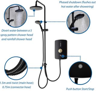 Triton Amala 9.5kW Electric Shower – Black Brass Finish