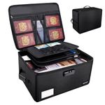 ENGPOW Fireproof Document Box File Organizer with Lock Hard Foldable Filing Box Portable Storage Box for Home Office Keeping Important Documents Certificates Cash Passport Bill Cards Tablet