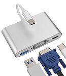 USB C to VGA+USB-A+Type-C Adapter(3in1) Apple IPhone15 ProMax Ipad Thunderbolt Charger 3.0 OTG Cable for TV Splitter Digital AV Port Converter Projector Monitor Screen Mouse Macbook Pro Connector Cord