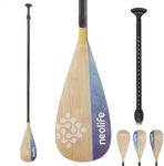 SUP Paddleboard Paddle with Carbon Fiber Shaft and Enhanced PP Blade, Adjustable Stand Up Paddle Board Paddle, 66-82" (170-210 cm), Bamboo&Wave Blue Pattern