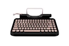 Andana Rymek Typewriter Style Mechanical Wired & Wireless Keyboard with Tablet Stand, Bluetooth Connection (Gold)