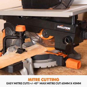 Evolution Mitre Table Saw – R210MTS-G2, Multi-Material Cutting