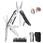 CUNKA Multitool Pliers Pocket Knife, Folding Pliers with Detachable Scissors, Portable Multi-Tool for Survival Camping Hiking Hunting Repairing Emergency, Birthday Gifts for Men