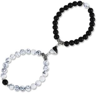 Yolev 2 Pièces Bracelet Amitié Couple Amoureux pour 2 Relation Eternelle Bracelet longue distance Bracelet Mere Fille en Forme de Cœur Serti de Cordon pour Petit Ami Petite Amie Amant Meilleur Ami