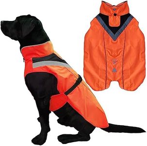 Lautus Pets Dog Rain Coat - Waterproof, Reflective, Bright Orange with Leash Hole (M, Orange)