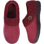 EverFoams Women's Microsuede Slippers Warm Comfy Memory Foam Indoor House Shoes with Knit Collar 7/8 UK Wine