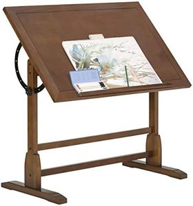 Studio Designs Vintage Drafting Table - Antique Design Solid Wood Drafting Table with Built-In Pencil Groove and Pencil Ledge - Angle Adjustable Work Surface