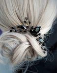 Anglacesmade Bridal Black Crystal Hair Comb Marquise Back Comb Wedding Headpiece Prom Party Festival Hair Accessories for Women and Girls