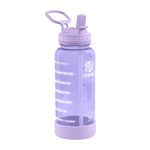 Takeya Premium Quality Motivational Water Bottle with Straw Lid, Times to Drink, BPA Free Tritan Plastic, 1 Quart, 32 Ounce, Vivacity Purple