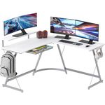 SHW 51 x 51 Inches Vista L-Shaped Desk with Monitor Stand and Drawer, 129.5 x 129.5 cm, White