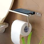 FORTUNE Stainless Steel Toilet Paper Napkin Holder with Mobile Phone Stand - Bathroom Accessories (Chrome Finish) - Pack of (1)