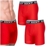 Rocky Men's Boxer Briefs 4-Way High Performance Pouch Underwear, 2-Pack Tagless (9" - Red - 3X-Large)