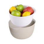 Blue Ginkgo Rice Washing Bowl and Colander Kitchen Set - Strain Rice, Quinoa and Small Grains - Soak, Wash and Drain Produce (4 Quart) - Cream and Limestone