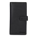 LEVOGUE Leather Checkbook Cover for Men & Women - Duplicate Checks - RFID Blocking - Slim Wallet with 5 Card Holder Slots - Personal & Business Checks - Accessory Gifts for Him, Her, BLK NAPPA, Cb-01