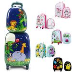 KOTEK Kids Carry On Luggage Set, 16" Hardside Rolling Suitcase with Spinner Wheels, Travel Rolling Luggage for Boys Girls (Lion)