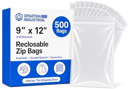 Spartan Industrial - 9” X 12” (500 Count) 2 Mil Clear Reclosable Zip Plastic Poly Bags with Resealable Lock Seal Zipper