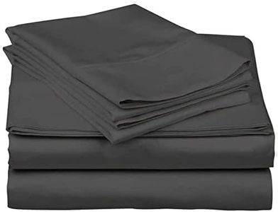 600 Thread Count 100% Long Staple Soft Cotton, 4 Piece Sheets Set, Full Size,Smooth & Soft Sateen Weave, Luxury Hotel Collection Bedding, Ivory Solid, Cotton, Dark Grey Solid, RV Short Queen