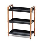 Livzing Metal 3 Tier Spice Rack for Kitchen Space Saving Countertop Storage Racks Cosmetics Organizer Kitchen Shelf Bathroom Organizer Stand Multipurpose Tiered Shelves with Plastic Hooks - Black