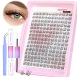 Wispy Lash Extension Kit 180Pcs Natural Cluster Lashes DIY Eyelash Extension Kit Fluffy C Curl Individual Lashes with Lash Bond and Seal and Lash Tweezers Lashes Individual Cluster, 9-12MM