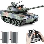 Supdex 1:18 RC Tank, 2.4Ghz German Leopard II Remote Control Tank Model Toys, Battle Army Tank 15 Channel with Smoke Light and Sound, Military Toy for Adults and Kids That Shoots BBS and Water Bombs