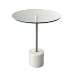 Adesso Blythe End Table, Stone, Steel/White Marble