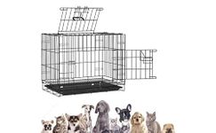 DRK Shopmart Iron Double Door Cage With Removable Tray, Durable Folding House For Pets,Heavy Duty Dog, Travel Carrier Flight Crate For Dogs, Cats And Rabbits. (30 Inch Black)