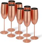 Oak & Steel - 8 Stainless Steel Champagne Flutes with Gift Box, 285 ml - Matte Rose Gold/Copper - Elegant, Solid & Unbreakable - Outdoor Parties, Picnic, Beach & Pool
