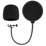 Pop Filter, PEYOU Professional Microphone Pop Filter Shield, Compatible with Blue Yeti Yeti Pro and Any Other Mic, Dual Layered Pop Screen with Flexible 360° Gooseneck Clip Stabilizing Arm