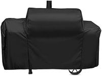 UNICOOK Heavy Duty Waterproof Grill Cover for Oklahoma Joe's Longhorn Combo Smoker, Outdoor Charcoal/Smoker/Gas Combo Grill Cover, Offset Smoker Cover, Fade and UV Resistant, Black