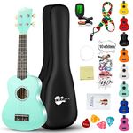 Soprano Ukulele Kit for Beginner Adult Student 21 Inch Ukelele Gig Bag Strap String Tuner Songbook Pick Polishing Cloth