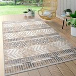 Rugshop Distressed Geometric Indoor/Outdoor Area Rug 5' x 7' Beige