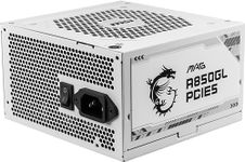 MSI MAG A850GL PCIE5 White Power Supply Unit, 850W, 80 Plus Gold, Fully Modular, ATX 3.0, PCIe 5.0 GPU Support, 120mm FDB Fan, Full-Bridge LLC, Flat Black Cables - 7 Year Warranty