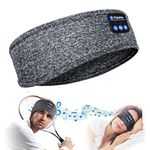 Sleep Headphone Headband, Wireless V5.0 Bluetooth Music Headband Man Women, Ultra-thin Stereo Speaker, Super Stretchy Soft, Breathable, Suitable for Yoga, Sleeping, Travel, Running, Meditating (grey)