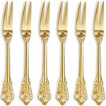 KEAWELL Luxury 6.3" Food Fork/Seafood Forks 18/10 Stainless Steel, Set of 6, Fruit Picks/Cocktail Forks/Charcuterie Accessories/Cocktail Picks for Appetizer, Cocktail, Pastry, Dessert