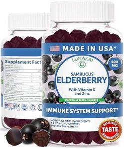 Lunakai USA Made Black Sambucus Elderberry Gummies for Adults & Kids with Vitamin C & Zinc - Immune Support, Antioxidants, Non-GMO, 60 Gummies