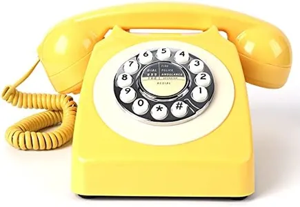 MCHEETA Retro Rotary Phone with Push-Button, Landline Phone with Redial Button, Classic Vintage Dial Telephone, Antique Corded Phone for Home and Office, Yellow