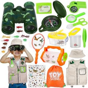 TOY Life Kids Explorer Kit, Bug Catcher Kit for Kid, Bug Catching Kit with Butterfly Net, 25Pcs Kids Camping Set Gear,Kids Adventure Kit, Insect Catcher, Explorer Costume, Outdoor Explorer Kit for Kid