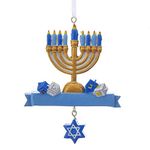 Hanukkah Menorah Dreidel and Star of David Ornament W8379